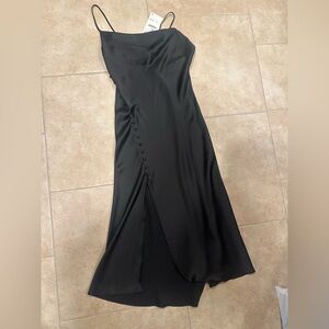NEW WITH TAGS Zara Black Satin Slip Dress